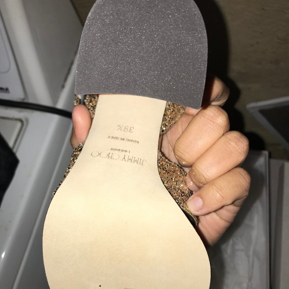 Jimmy Choo Joya Glitter Leather Sandals